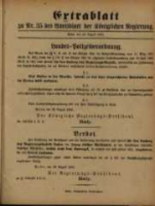 Extrablatt zu Nr. 35 des Amtsblatt der Königlichen Regierung. Posen, den 29. August 1893