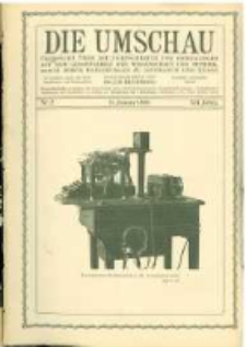 Die Umschau: übersicht über die Fortschritte und Bewegungen auf dem Gesamtgebiet der Wissenschaft, Technik, Litteratur und Kunst. 1908.01.11 Jg.12 Nr.2