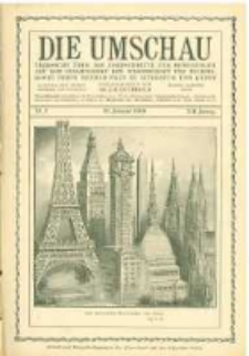 Die Umschau: übersicht über die Fortschritte und Bewegungen auf dem Gesamtgebiet der Wissenschaft, Technik, Litteratur und Kunst. 1908.01.18 Jg.12 Nr.3