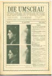 Die Umschau: übersicht über die Fortschritte und Bewegungen auf dem Gesamtgebiet der Wissenschaft, Technik, Litteratur und Kunst. 1908.04.18 Jg.12 Nr.16