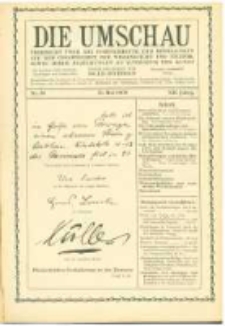 Die Umschau: übersicht über die Fortschritte und Bewegungen auf dem Gesamtgebiet der Wissenschaft, Technik, Litteratur und Kunst. 1908.05.16 Jg.12 Nr.20