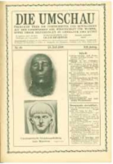 Die Umschau: übersicht über die Fortschritte und Bewegungen auf dem Gesamtgebiet der Wissenschaft, Technik, Litteratur und Kunst. 1908.07.25 Jg.12 Nr.30