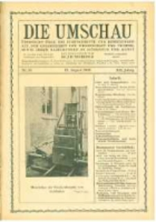 Die Umschau: übersicht über die Fortschritte und Bewegungen auf dem Gesamtgebiet der Wissenschaft, Technik, Litteratur und Kunst. 1908.08.15 Jg.12 Nr.33