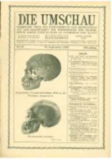 Die Umschau: übersicht über die Fortschritte und Bewegungen auf dem Gesamtgebiet der Wissenschaft, Technik, Litteratur und Kunst. 1908.09.26 Jg.12 Nr.39