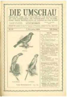 Die Umschau: übersicht über die Fortschritte und Bewegungen auf dem Gesamtgebiet der Wissenschaft, Technik, Litteratur und Kunst. 1908.11.07 Jg.12 Nr.45