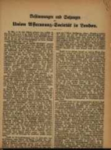 Bestimmungen und Satzungen der Union Assecuranz = Societät in London