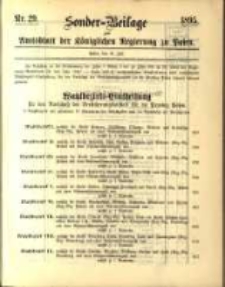 Sonder- Beilage zum Amtsblatt der Königlichen Regierung zu Posen