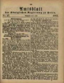 Amtsblatt der Königlichen Regierung zu Posen. 1883.07.03 Nro.27