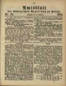 Amtsblatt der K&ouml;niglichen Regierung zu Posen. 1883.09.25 Nro.39