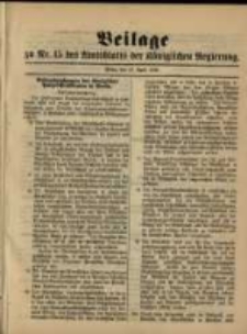 Beilage zu Nr. 15 des Amtsblatt der Königlichen Regierung