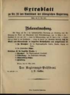 Extrablatt zu Nr. 20 des Amtsblatt der Königlichen Regierung. Posen, den 20. Mai 1896