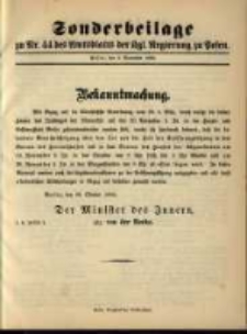 Sonderbeilage zu Nr. 44 des Amtsblatt der Kgl. Regierung zu Posen