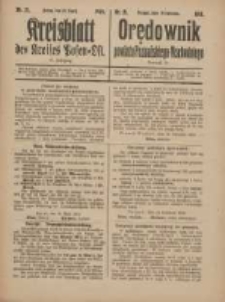 Kreis-Blatt des Kreises Posen-Ost. Orędownik Powiatu Poznańskiego-Wschodniego 1919.04.19 Jg.31 Nr21