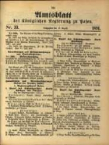Amtsblatt der Königlichen Regierung zu Posen. 1891.08.18 Nro.33