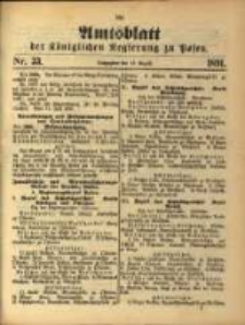 Amtsblatt der Königlichen Regierung zu Posen. 1891.08.18 Nro.33