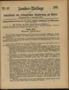 Sonder = Beilage zum Amtsblatt der Königlichen Regierung zu Posen. Ausgegeben den 1. Dezember 1891