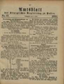 Amtsblatt der Königlichen Regierung zu Posen. 1884.07.01 Nro.27