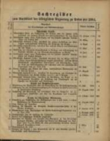 Sachregister … pro 1884
