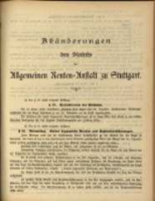 Abänderungen des Statuts der Allgemeinen Renten=Anstalt zu Stuttgart