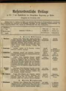 Außerordentliche Beilage zu Nr. 7 des Amtsblatts der Königlichen Regierung zu Posen. Ausgegeben den 12. Februar 1889