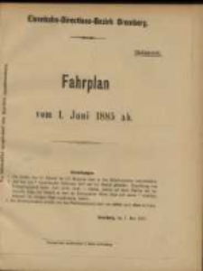 Eisenbahn-Directions-Berzik Bromberg. Vom 1. Juni 1885 ab.