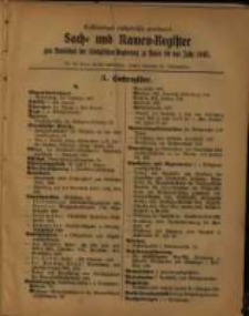 Vollst&auml;ndiges alphabetisch geordnetes Sach=und Namen= Register zum Amtsblatt der K&ouml;niglichen Regierung zu Posen f&uuml;r das Jahr 1905