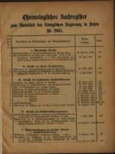 Chronologisches Sachregister zum Amtsblatt der Königlichen Regierung in Posen für 1905