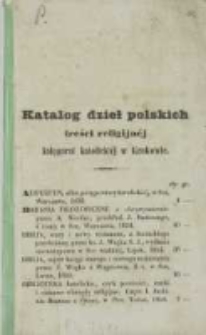 Katalog dzieł polskich o treści religijnej księgarni katolickiej w Krakowie