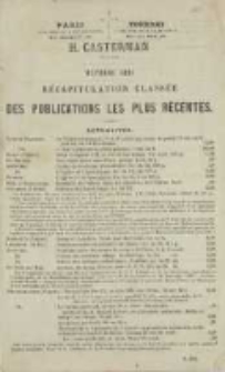 H. Casterman éditur. Octobre 1861. Récapitulation classée des publicationes les plus résentes