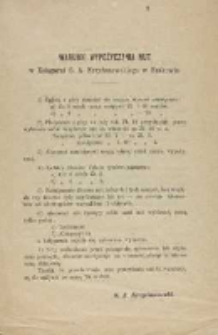 Warunki wypożyczenia nut w Księgarni S. A. Krzyżanowskiego w Krakowie