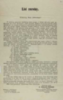 List zwrotny X. Edwarda Podolskiego 22.11.1870