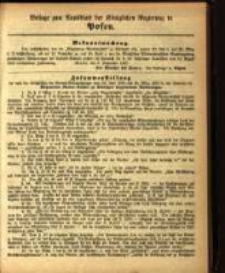 Beilage zum Amtsblatt der Königlichen Regierung zu Posen