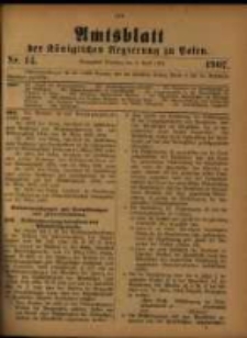 Amtsblatt der Königlichen Regierung zu Posen. 1907.04.02 Nro.14