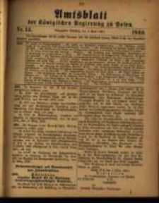 Amtsblatt der Königlichen Regierung zu Posen. 1910.04.05 Nro.14