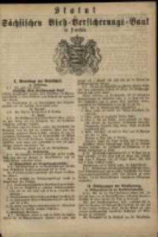 Statut Sächsischen Vieh=Versicherungs=Bank in Dresden.