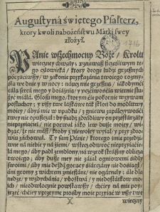 Augustyna świętego psałterz, który kwoli nabożeństwu matki swey złożył