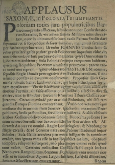 Applausus Saxoniae, in Polonia triumphantis
