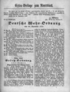 Extra=Beilage zum Amtsblatt : Deutsche-Wehr Ordnung vom 28. September 1875
