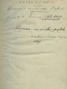 Paraskevez albo kazanie na wielki piątek, w ktorym sie zamyka przygotowanie bogatey nedze [...] Sprawione przez W. X. Marcina Capreola [...] y z ambony [...] do uszu ludzkich podane [...]
