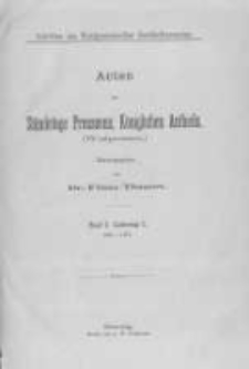 Acten der Ständetage Preussens, Königlichen Antheils. (Westpreussen) Band I 1466-1471