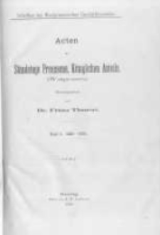Acten der Ständetage Preussens, Königlichen Anteils. (Westpreussen) Band I 1466-1479