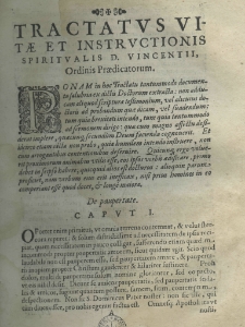 Tractatus vitae et instructionis spiritualis D. Vincentii, Ordinis Praedicatorum