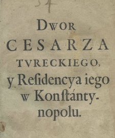 Dwór cesarza tureckiego, y residencya iego w Konstantynopolu