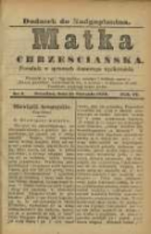 Matka Chrześciańska: poradnik w sprawach domowego wychowania: dodatek do "Nadgoplanina".1890.01.15.No.2