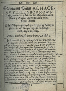 Kazanie na pogrzebie córki Achacego Fillenborna mieszczanina i kupca poznańskiego miane w Wilnie 1631 roku