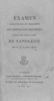 Examen analitique et raisenné des principales brochures quiont paru depuis la mort de Napoléon