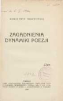 Zagadnienia dynamiki poezji