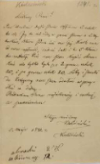 List Kajetana Wincentego Kielisińskiego do Jankiewicza w Pałacu Działyńskich z 05.05.1841