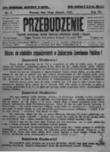 Przebudzenie: tygodnik poświęcony obronie interesów robotników rolnych i leśnych. Organ Związku Robotników Rolnych i Leśnych ZZP. 1925.01.22 R.7 Nr3