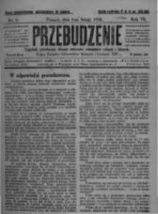 Przebudzenie: tygodnik poświęcony obronie interesów robotników rolnych i leśnych. Organ Związku Robotników Rolnych i Leśnych ZZP. 1925.02.05 R.7 Nr5